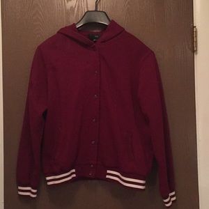 Forever 21 Varsity Button Up Hoodie